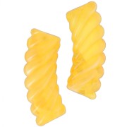 Perline tubolari curve in acrilico trasparente 35x12 mm - Giallo marmorizzato x6