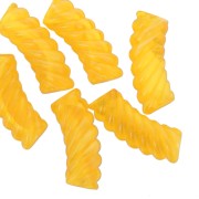 Perline tubolari curve in acrilico trasparente 35x12 mm - Giallo marmorizzato x6