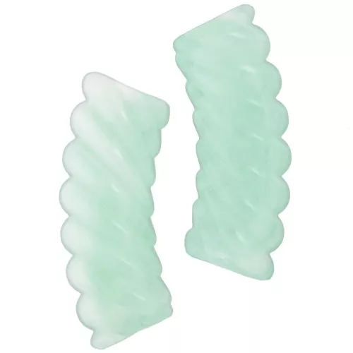 Perline tubolari curve in acrilico trasparente 35x12 mm - menta marmorizzata x6