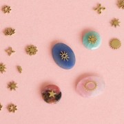 Elementi fiore di loto da incollare 4x6 mm - Acciaio inossidabile 316L dorato x4