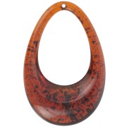 Pendente goccia scavato in acrilico trasparente 45x30 mm - Ambra screziata x1