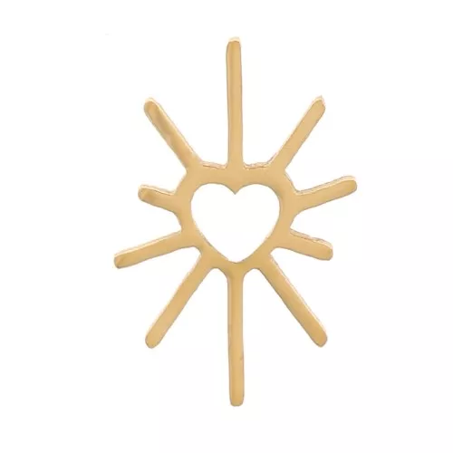Elementi sole con cuore 7,5x5 mm - Acciaio inox 316L dorato x4
