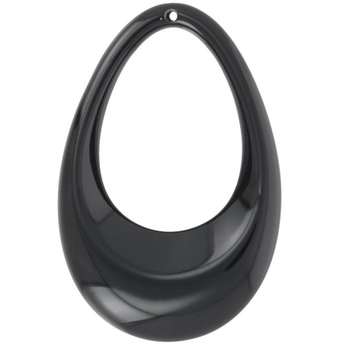 Pendente goccia scavato in acrilico opaco 45x30 mm - Nero x1
