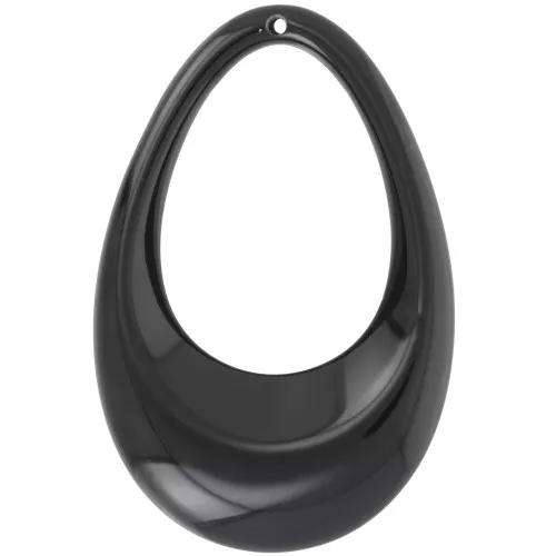 Pendente goccia scavato in acrilico opaco 45x30 mm - Nero x1