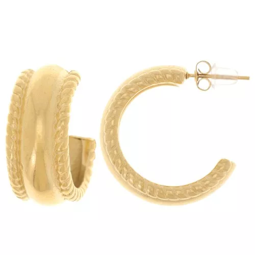Orecchini aperti effetto corda da 25 mm - Acciaio inossidabile 304L dorato x2