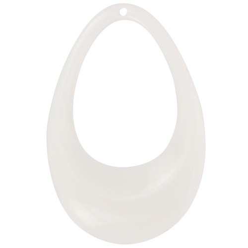 Pendente goccia scavato in acrilico opaco 45x30 mm - Crema x1