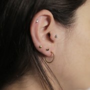 Orecchini a cerchio aperti da 16 mm con filo di perline Acciaio inox304L dorato x2