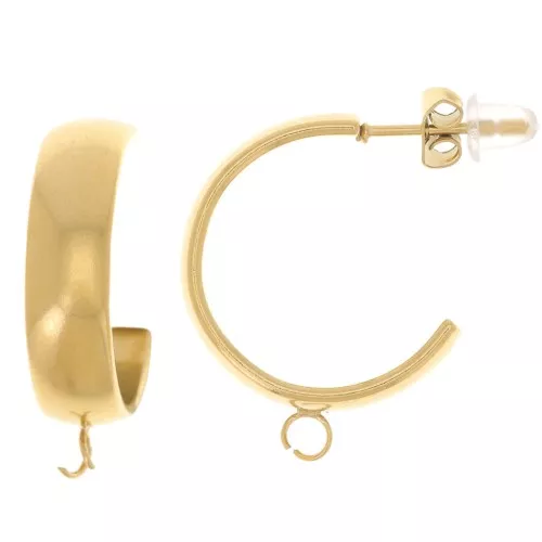 Orecchini aperti larghi 20mm con anello aperto - acciaio inox304L dorato x2