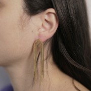 Orecchini con frangia a maglia serpentina 76x15 mm - Acciaio inox dorato 304L x2