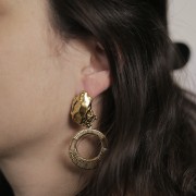 Orecchini perno martellato 24x20mm Acciaio inox 316L dorato x2