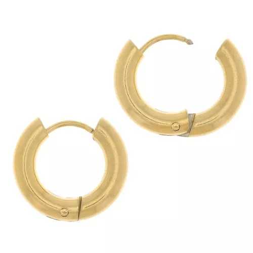 Orecchini rotonde da 14 mm - filo da 3 mm - acciaio inox 304L dorato x2