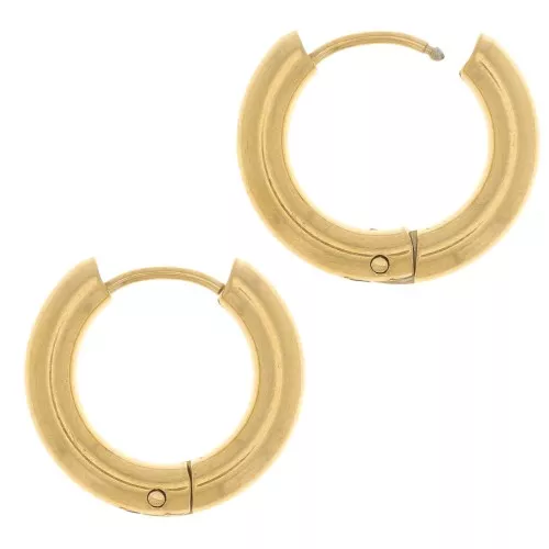 Orecchini rotonde da 16 mm - filo da 3 mm - acciaio inox 304L dorato x2