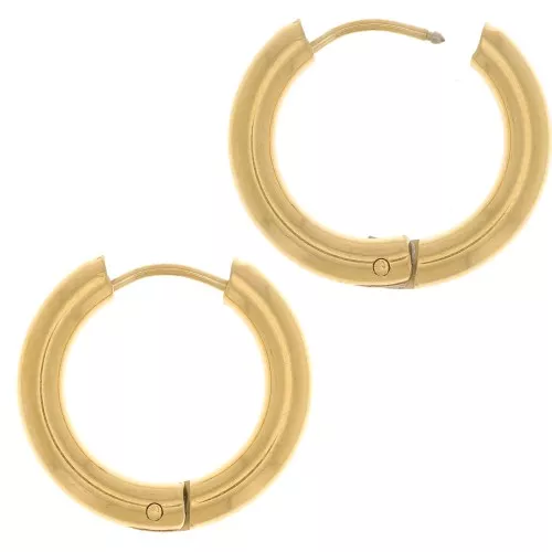Orecchini rotonde da 18 mm - filo da 3 mm - acciaio inox 304L dorato x2