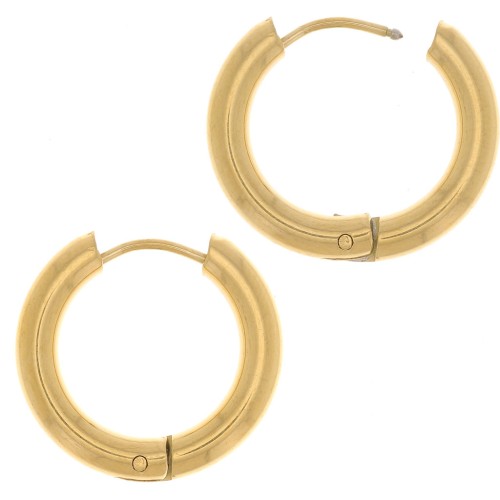Orecchini rotondi da 18 mm - filo da 3 mm - acciaio inox 304L dorato x20