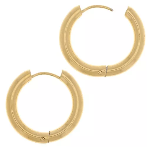 Orecchini rotondi da 20 mm - Filo da 3 mm - Acciaio inossidabile 304L dorato x20
