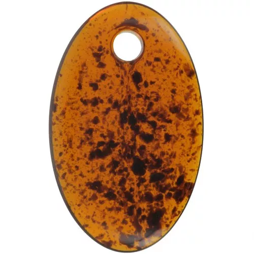 Pendente ovale in acrilico trasparente 32,5x20 mm - Ambra screziata x1