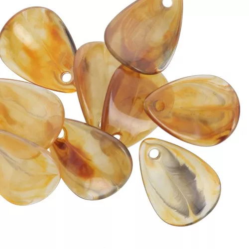 Zecchini petalo di fiore curvo da 17 mm in acrilico - Topazio marmorizzato x15