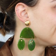 Pendente mezzaluna in acrilico 30x39,5 mm - Ambra screziata x1