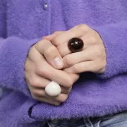 Anello a cupola con effetto bolla in acrilico trasparente - Misura 54 - Ambra screziata x1