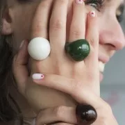 Anello in acrilico opaco - Misura 54 - Granito d'oliva x1