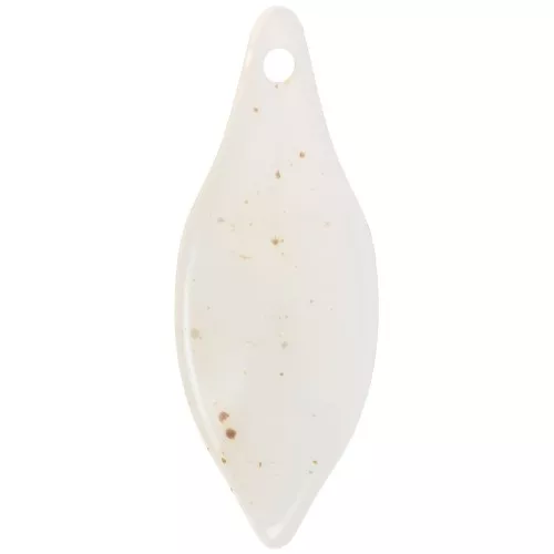 Pendente forma di foglia acrilica curva 39,5x15 mm - bianco sporco screziato x1