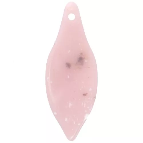 Pendente forma di foglia curvata in acrilico 39,5x15 mm - Granito nudo x1