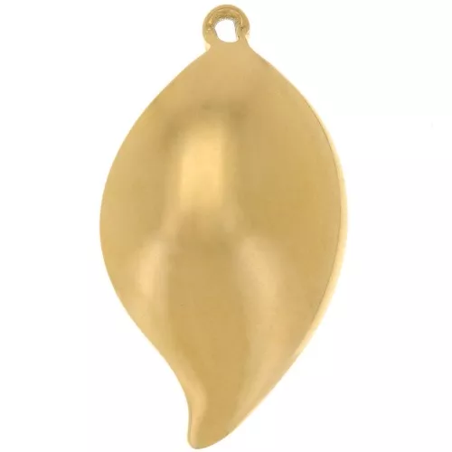 Pendente forma di foglia curva 28x16 mm - Acciaio inossidabile 304L dorato x2