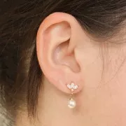 Orecchini perno fiore 10x8 mm con ossidi di zirconio - placcato oro 3 micron x2