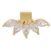 Pendente petali 7,5x14 mm con ossidi di zirconio - placcato oro 3 micron x1|raw }}