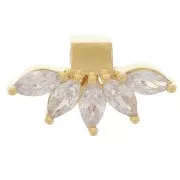 Pendente petali 7,5x14 mm con ossidi di zirconio - placcato oro 3 micron x1