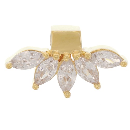 Pendente petali 7,5x14 mm con ossidi di zirconio - placcato oro 3 micron x1