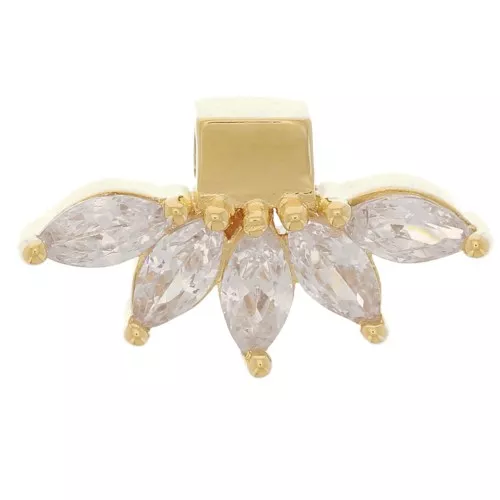 Pendente petali 7,5x14 mm con ossidi di zirconio - placcato oro 3 micron x1