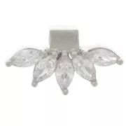 Pendente petalo 7,5x14 mm con ossidi di zirconio - Argento 925 - Cristallo x1