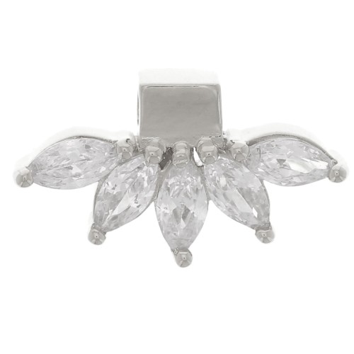 Pendente petalo 7,5x14 mm con ossidi di zirconio - Argento 925 - Cristallo x1