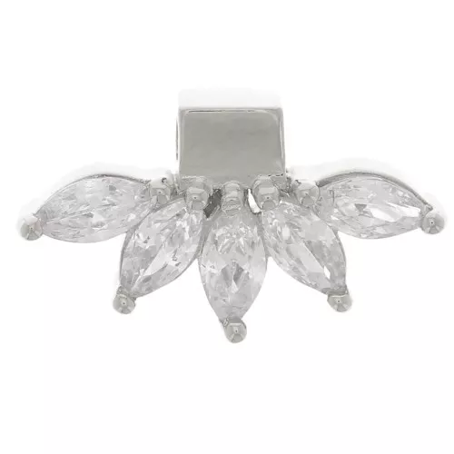 Pendente petalo 7,5x14 mm con ossidi di zirconio - Argento 925 - Cristallo x1