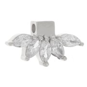 Pendente petalo 7,5x14 mm con ossidi di zirconio - Argento 925 - Cristallo x1