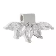 Pendente petalo 7,5x14 mm con ossidi di zirconio - Argento 925 - Cristallo x1