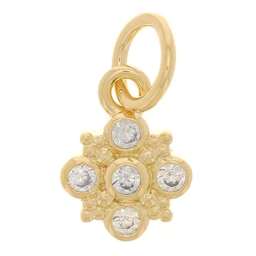 Ciondolo a fiore da 7 mm con ossidi di zirconio - Placcato oro 3 micron - Cristallo x1
