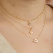 Ciondolo a fiore da 7 mm con ossidi di zirconio - Placcato oro 3 micron - Cristallo x1