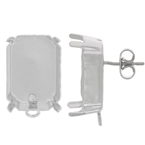 Orecchini perno rettangolari PureCrystal 4627 18x13 mm - Rodio x2