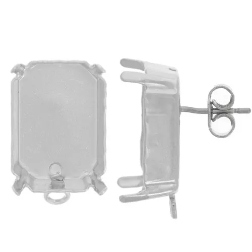 Orecchini perno rettangolari PureCrystal 4627 18x13 mm - Rodio x2