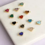 Distanziatore cuore 15x8 mm - Dorato con oro fino - Ametista x1