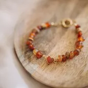 Distanziatore cuore 15x8 mm - Dorato in oro fino - Avventurina x1