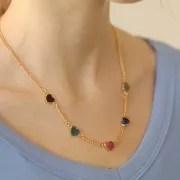 Distanziatore cuore 15x8 mm - Dorato in oro fino - Apatite x1