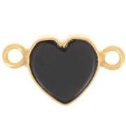 Distanziatore cuore 15x8 mm - Dorato in oro fino - Onice nero x1|raw }}