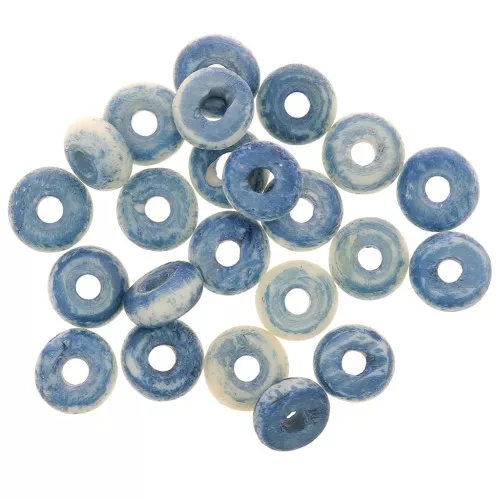 Perline rondelle Heishi 5x2 mm in osso colorato - Blu x50