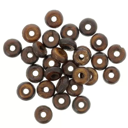 Perline rondelle Heishi 5x2 mm in osso colorato - Marrone scuro x100