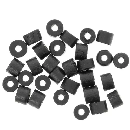 Perline tubolari stile Heishi 4x3 mm in osso colorato - Nero x50