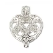 Ciondolo cuore decorato con apertura mm. 19 argentato x1