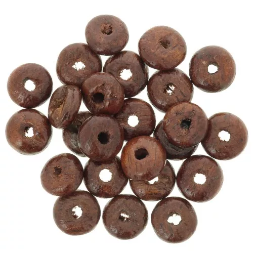 Perline rondelle di legno Heishi 6,5x3 mm - Marrone scuro x100